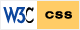 Selo do validador online da W3C para CSS - Um retângulo dividido em duas partes: à esquerda um fundo branco com a abreviação W3C, à dreita as letras CSS escritas em preto sobre um fundo amarelo. Este selo significa que o código CSS desta página não contém erros.