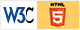Selo do validador online da W3C para HTML5 - Um retângulo dividido em duas partes: À esquerda um fundo branco com a abreviação W3C, à direita o logotipo do HMTL 5 em laranja sobre um fundo amarelo. Este selo significa que o código HTML desta página não contém erros.