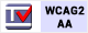 Selo do software TotalValidatorPro para WCAG - Um retângulo dividido em duas partes: À esquerda sobre um fundo branco está o logotipo representativo do software Total Validator Pro, à direta sobre um fundo azul claro está escrito WCAG 2.0 AA. Este selo significa que esta página atende aos critérios básicos de acessibilidade para pessoas com necessidades especiais.